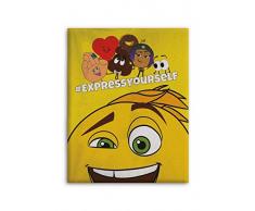 Emoji Plaid in Pile Licenza, Poliestere, Multicolore, 140Â x 110Â cm