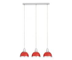 Premier Housewares Lampada a Sospensione, 3 Coprilume, Rosso e Cromato