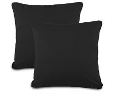 aqua-textil Classic Line Federa Set da 2 Cerniera Cotone 80 x 80 cm Nero