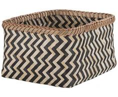 COMPACTOR Cesto in bambù intrecciato a mano, Motivo a zig zag, Legno scuro, 30 x 23 x H.15 cm, RAN6434_L