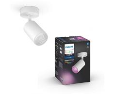 PHILIPS Hue White and Color Ambiance Fugato Faretto Connesso Singolo Orientabile, Bianco, Lampadina Attacco GU10 Inclusa