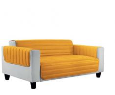 Italian Bed Linen Elegant Copri Divano Trapuntato in Microfibra Anallergica, Doubleface, Arancio/Giallo, Singolo, 1 Posto