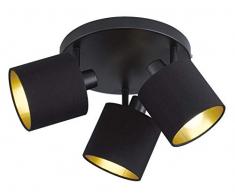 Reality Leuchten Tommy - Barra con faretti in metallo, nichel opaco/nero/oro