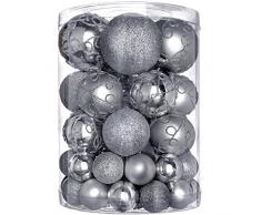 WeRChristmas - Set di decorazioni natalizie, con 50 palline in plastica infrangibile argento