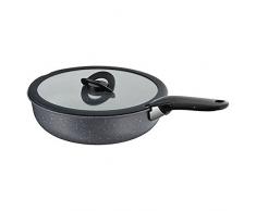 Lagostina Ingenio Induction Wok, Alluminio Antiaderente, Effetto Pietra, 28 cm