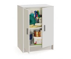 Habitdesign Armadio Multiuso Basso, 2 Ante, Rifinito in Colore Bianco, Misure: 59 cm (Larghezza) x 80 cm (Altezza) x 37 cm (profondità)