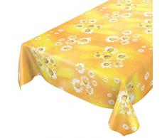 ANRO - Tovaglia Cerata con camomilla Gialla, 100 x 140 cm, Bordo Tagliato 100 x 140 cm