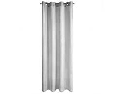 Eurofirany Tenda Liscia luccicante, con 8 Occhielli, Trasparente, Elegante, di Alta qualitÃ , Glamour per Camera da Letto, Soggiorno, Salotto, Argento, 140 x 250 cm