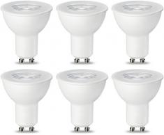 AmazonBasics Lampadina LED GU10, 5.5W (equivalenti a 50W), Luce Bianca Calda, Dimmerabile- Pacco da 6