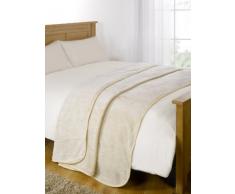 Dreamscene, coperta finta pelliccia di visone per divano letto, morbida e calda, colore: nero, 125 x 150 cm, Poliestere, Crema avorio., Double - 150 x 200 cm