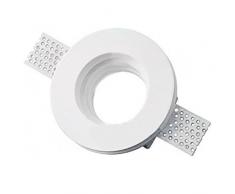 TrAdE shop Traesio PORTA FARETTO FISSO IN GESSO AD INCASSO PER LAMPADE A LED TONDO A SCOMPARSA 8.5