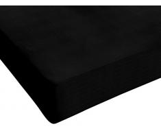 Italian Bed Linen, Max Color, Lenzuolo sotto, Nero, 1 Posto e Mezzo Francese