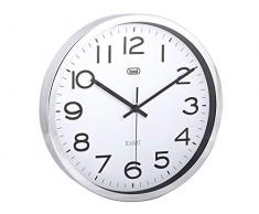 Trevi OM 3318 S Orologio da parete in acciaio, Diametro 30 cm, Argento, metallo, rotonda