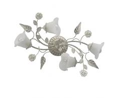 Lampade da soffitto bianche e colore oro, metallo, vetroceramica, a forma di fiore, Ø 63 cm, 4 lampadine da 60 W, E14, 230 V