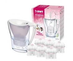 BWT Penguin Electronics - Caraffa filtrante per acqua in magnesio + confezione da 6 filtri, 2.7L, Bianco