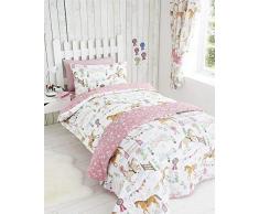Kids Club Set Copripiumino con Federa per Letto Singolo, Motivo Cavalli, Ideale per Bambine