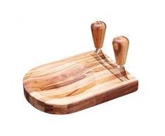 Kitchen Craft Natural Elements, Coltello a Mezzaluna con Tagliere in Legno (Set di 2 Pezzi)