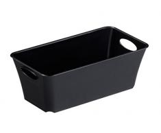 Rotho Cesta Living in materiale plastico, uso universale come contenitore nella camera dei bambini, in ufficio, in bagno, in salotto ecc., 2 l, ca. 25.2x13.4x9 cm, in nero, disponibile anche in altri colori