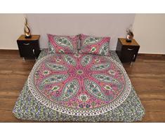 Bazzaree Indiano Rosa Verde Urbano Paisley Outfitters arazzo da Appendere alla Parete Mandala copriletto Gypsy Cover Boho Queen Double Doona Copripiumino e 2Â Federa 100% Cotone 233,7Â x 213,4Â cm.