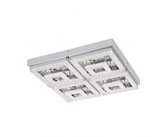 Eglo FRADELO Lampada da soffitto Integriert, Cromo/Trasparente, 52 x 52 x 9.5 cm
