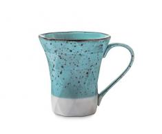 H&H Dalia Set 6 Tazze Mug, 330 ml, Azzurro