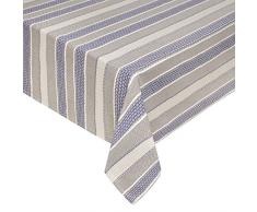 Coincasa 494775 Tovaglia Trama Jacquard Net, 100% Cotone, Bianco/Blu, 140x240x0.5 cm