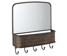 InterDesign Twillo Specchio da Parete e Organizzatore Posta, Metallo, Marrone, 4.5x7.5x9 cm