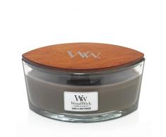 Woodwick Ellipse Candela Profumata con Stoppino Scoppiettante, Legno E Sabbia, Fino A 50 Ore, Grigio, 19 x 12 x 9.2 cm