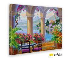 Giallo Bus Quadro Stampa su Tela Canvas Mikki Senkarik, Multicolore, 100 x 140 cm