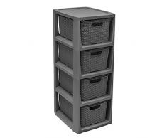 BranQ Home - Scaffale Essenziale in Rattan, plastica, Antracite, 29,5 x 24 x 64,2 cm