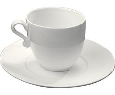 DEAGOURMET 166, Trame Set 4 Tazzine e 4 Piattini, Porcellana Bianca