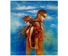 LegendArte Olio su Tela - Quadro su Tela Dipinto a Mano - Due Corpi, Unanima, cm. 50x60 - Quadro Moderno Soggiorno