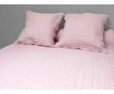 Soleil docre 376004 CoprilettoMatrimoniale Boutis a tinta unita rosa 240 x 260 cm con 2 federe