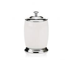 kela Set di Accessori da Bagno in Ceramica/Acciaio Inox, Bianco, MOD. Scarlett Porta tamponi di Cotone Bianco