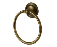 Bisk 00414 Deco Porta Asciugamani ad Anello con Finitura in Colore di Ottone Anticato, 16 x 6 x 18.5 cm