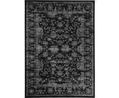 benuta Vintage im Used-Look Velvet Schwarz 140x200 cm | Moderner Teppich für Schlafzimmer und Wohnzimmer Tappeto, Fibra Sintetica, Nero, 140 x 200 cm