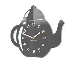 FLEXISTYLE Orologio da Parete da Cucina Tazza LA BROCCA Grigia, Decorativo Silenzioso