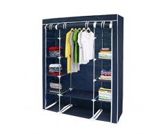 Sotech Guardaroba, Armadio, 3 Porte, 172 x 134 x 43 cm, Blu, Materiale: Tubi in Acciaio Inossidabile, Tipo di Chiusura: Parti in Velcro e Zip, 7 unitÃ
