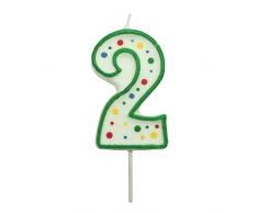 PME CA052 Candela Numero 2 Piccola, Cera, Verde, 4.3 cm