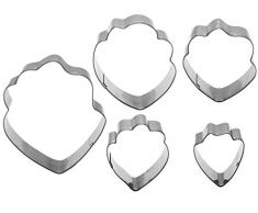 DeColorDulce Petalo PeoniaÂ âÂ Set tagliapasta, Plastica, Colore: Argento