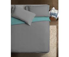 Ipersan Parure Copripiumino singolo, Una piazza e mezza, Double, Cotone, Grigio/Verde