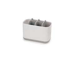 Joseph Joseph EasyStore- Porta Spazzolino, Dentifricio e Filo Interdentale, Compatibile con Spazzolini Elettrici e Tradizionali, 6 Scomparti, Contenitore da Bagno Smontabile- Grande, Grigio/Bianco
