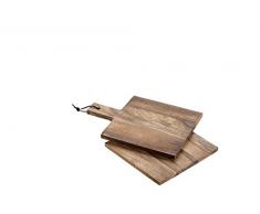 Tagliere in legno con manico e cinturino in pelle, marrone, 35 x 25
