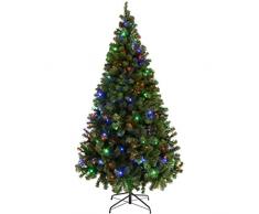 WeRChristmas-Albero di Natale multifunzione in abete rosso,1,8 m,con 200 luci LED bianche calde,8 regolatori di impostazione,facili da costruire,colore: verde smeraldo,metallo,Multicolore,1,8 m