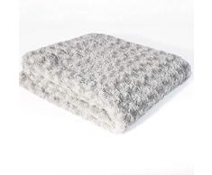 Fascino e Douceur Plaid 180Â x 220Â cm Finta Pelliccia Himalaya, Poliestere, Grigio, 220Â x 180Â cm