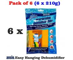 ANSIO 94611 deumidificatore per interni, da appendere nel guardaroba, 210 g, confezione da 6