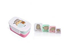 Thumbs Up Porta Pranzo Pusheen-Lunch Box Ãâ¬â Set da 2, Pink, 13 x 20 x 9.5 cm & PUSHSNK4 Pusheen-Set di Contenitori per Spuntini, Multicolore, 12 x 12 x 5.5 cm, 4 unitÃ 