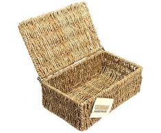 ELITEHOUSEWARES - Cesta in Vimini con Coperchio agganciato, Piccolo