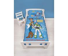 Disney - Set di Biancheria da Letto e Federa per Bambini, Motivo: Toy Story 4, Motivo: Woody, Buzz Lightyear & Friends, Colore: Blu, 120 x 150 cm