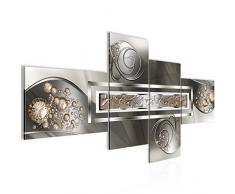 Runa Art 108041a - Quadro astratto in tessuto non tessuto, 200 x 100 cm, formato XXL, da appendere al soggiorno, 4 pezzi, colore: Marrone